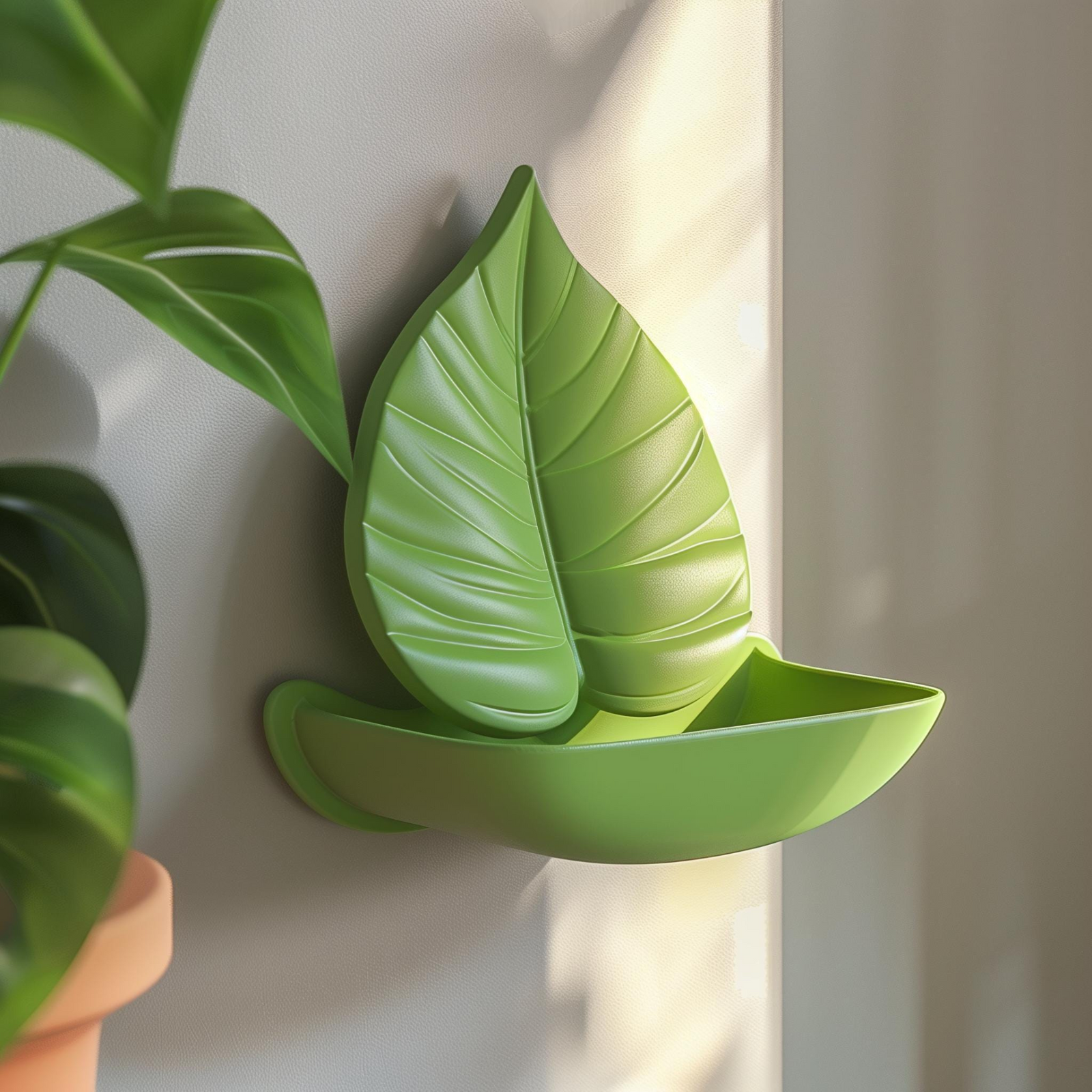 3D Printed Leaf Wall Shelf | Modern Botanical Floating Shelf Design | Unique Nature Inspired Home Decor | Contemporary Wall Shelf