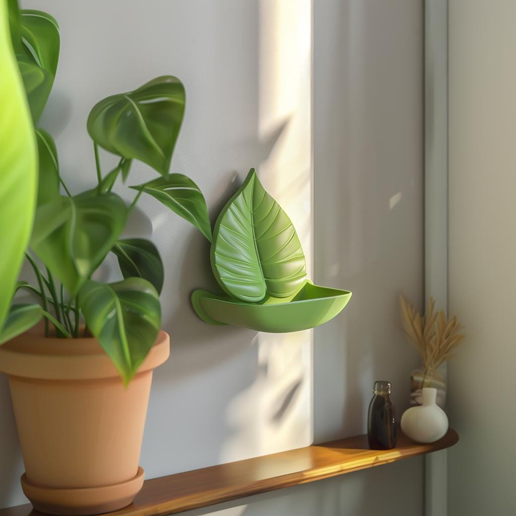3D Printed Leaf Wall Shelf – Nature-Inspired Floating Shelf for Small Decor