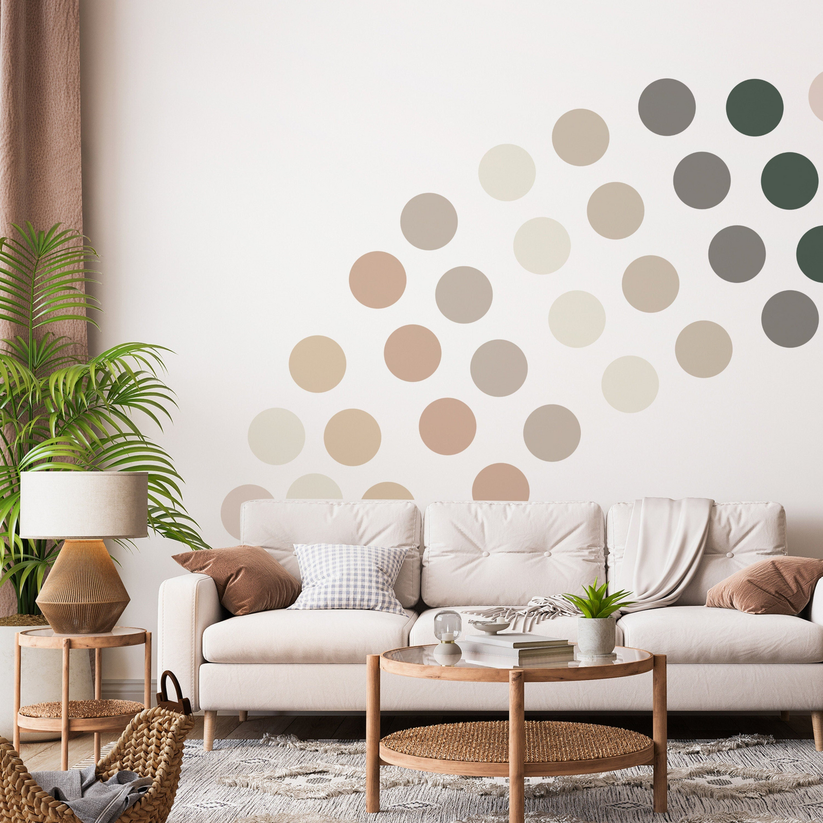 Neutral Boho Dots Peel and Stick Wall Decal Set (50 Pieces)