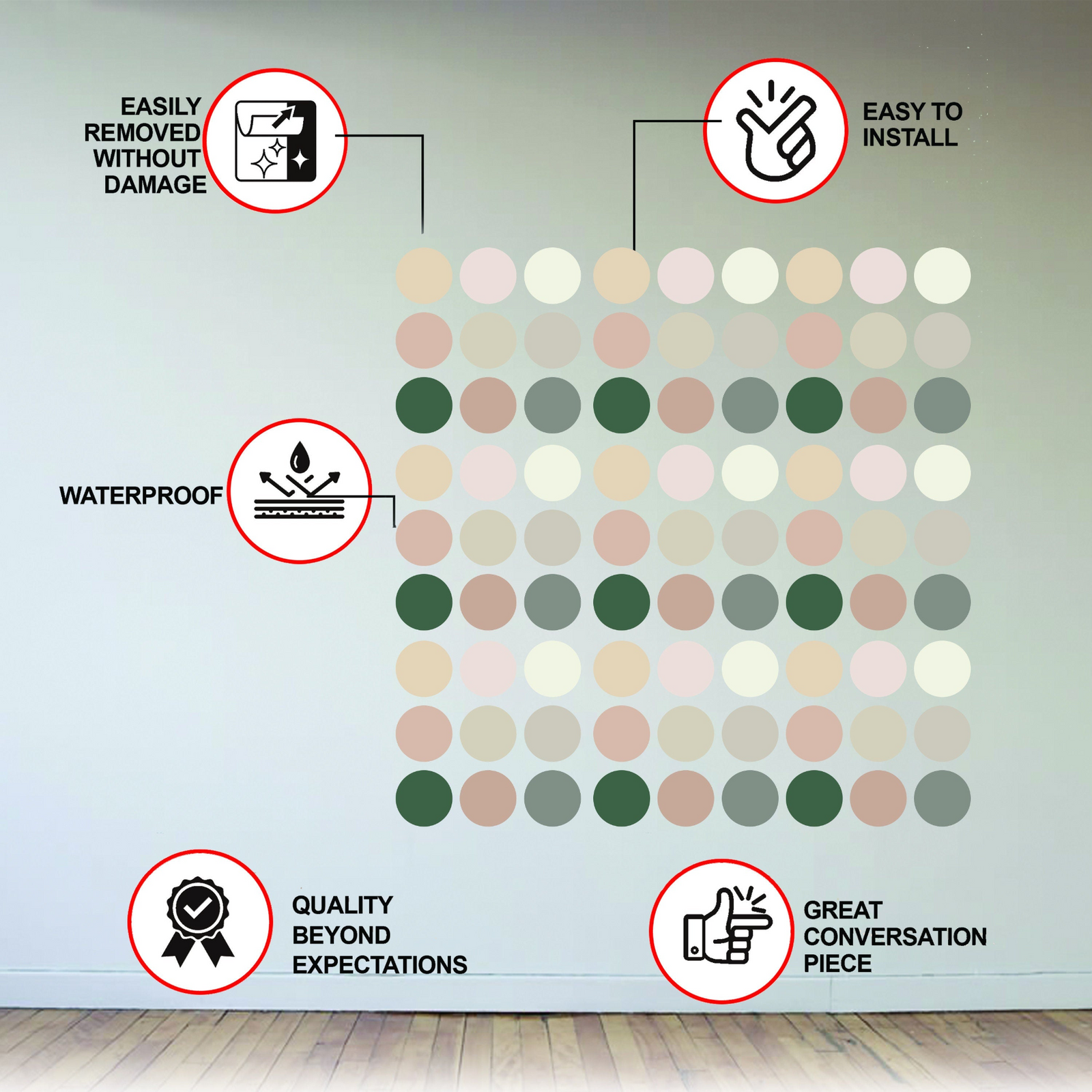 Neutral Boho Dots Peel and Stick Wall Decal Set (50 Pieces)