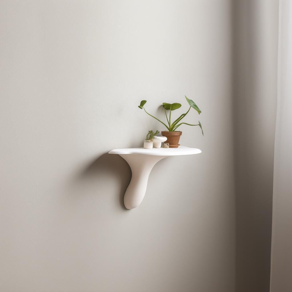 3D Printed Mushroom Wall Shelf – Minimalist Artist’s Conk Floating Shelf Decor