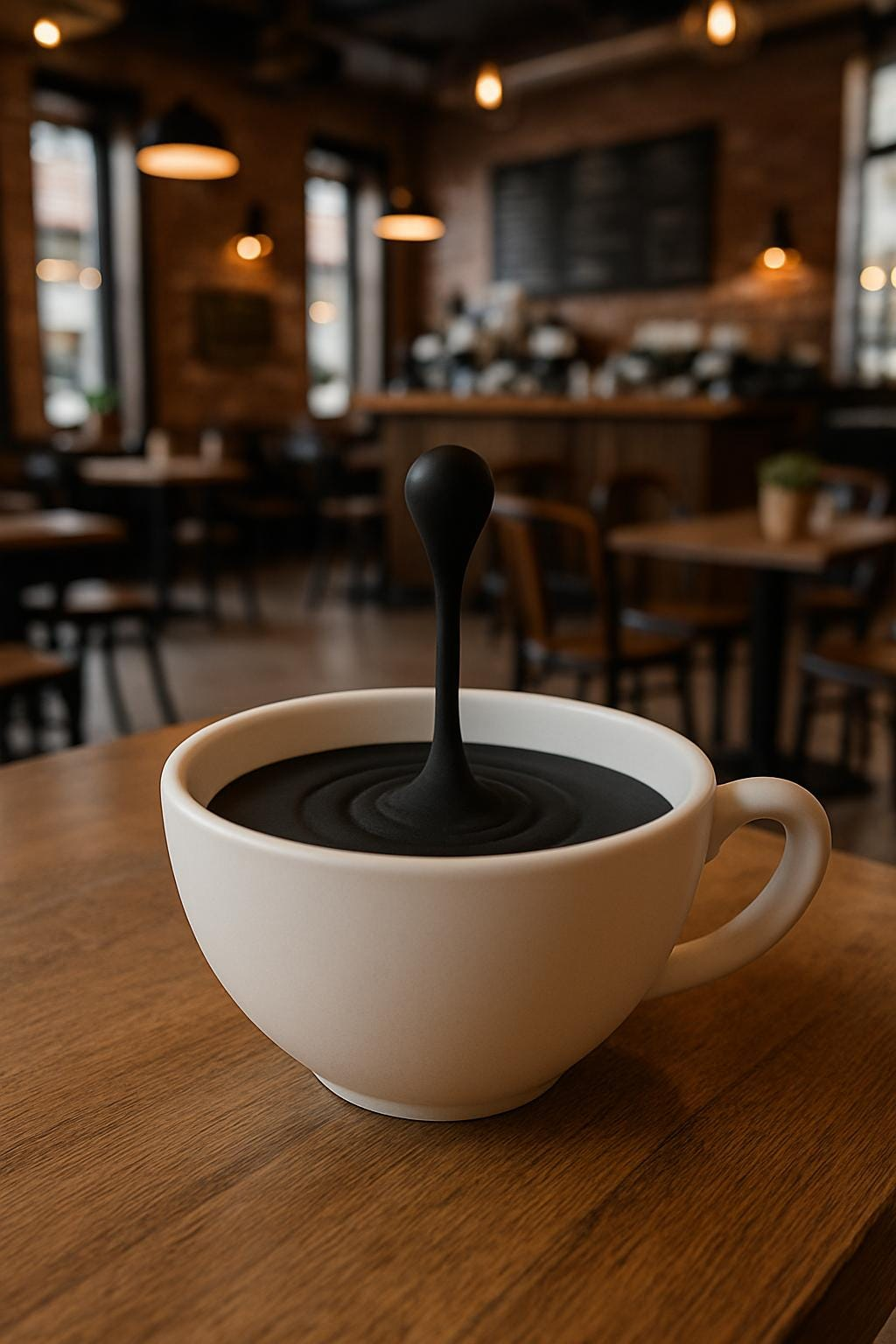 Floating Coffee Drop Sculpture – 3D Printed Coffee Splash Illusion Decor