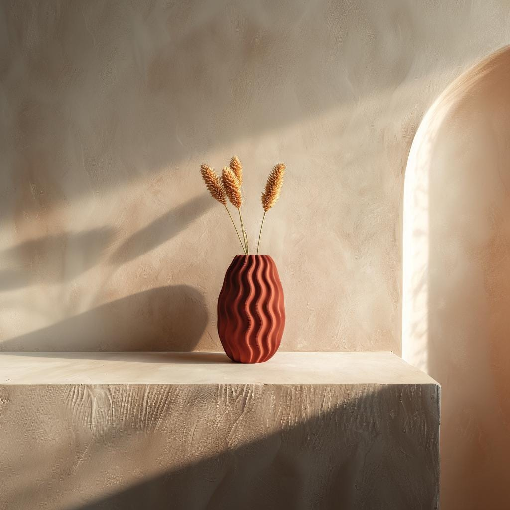 3D Printed Wavy Vase | Modern Terracotta Style Vase | Minimalist Organic Vase | Decorative PLA Plastic Vase for Dried Flowers