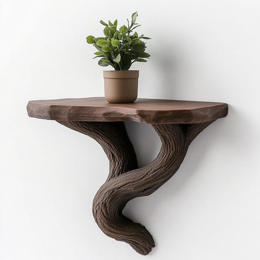3D Printed Tree Vine Wall Shelf – Sculptural Botanical Floating Decor