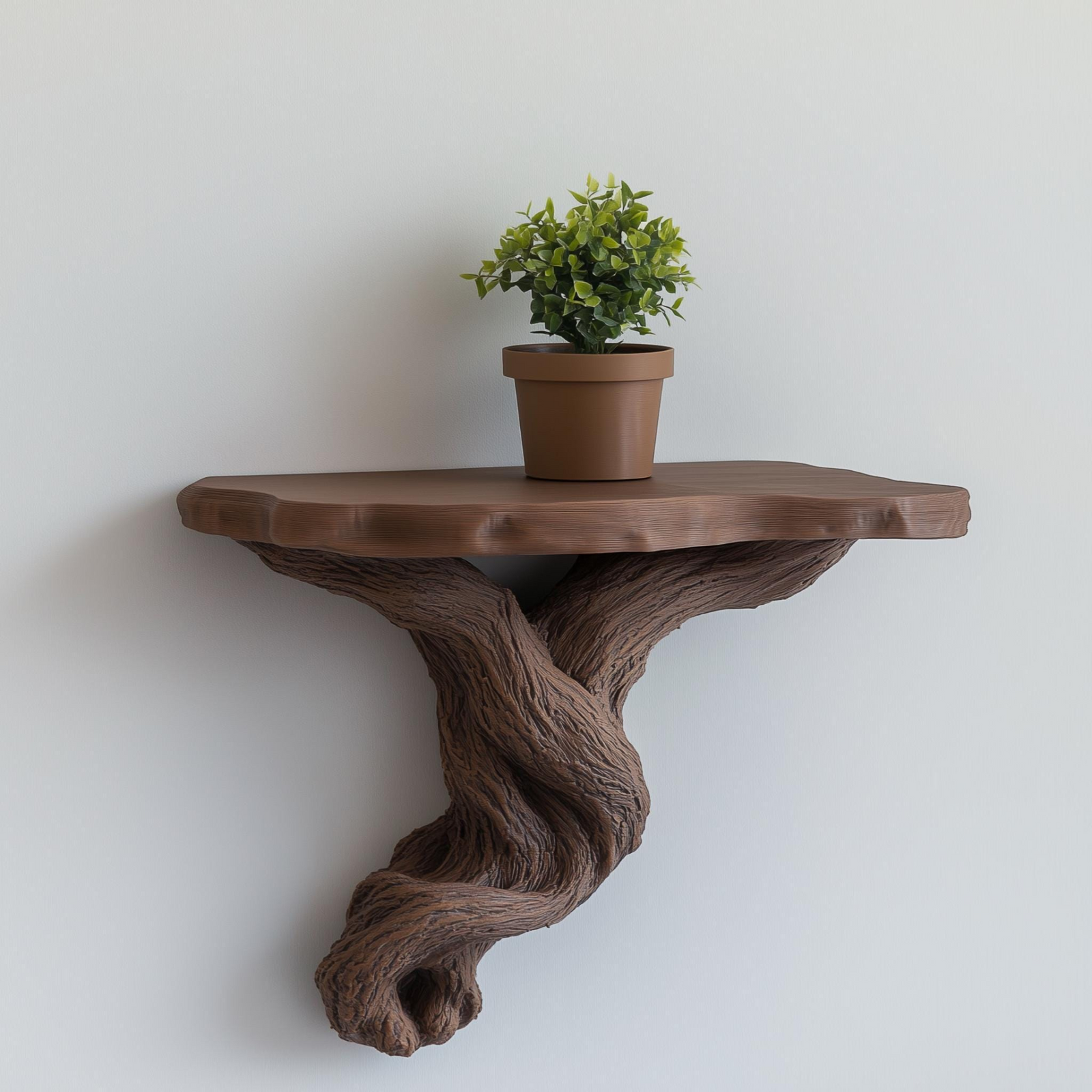 Tree Root Floating Shelf | 3D Printed Wall Shelf | Rustic Plant Display | Brown Sculptural Wall Decor | Nature Inspired Shelf Art Decoration