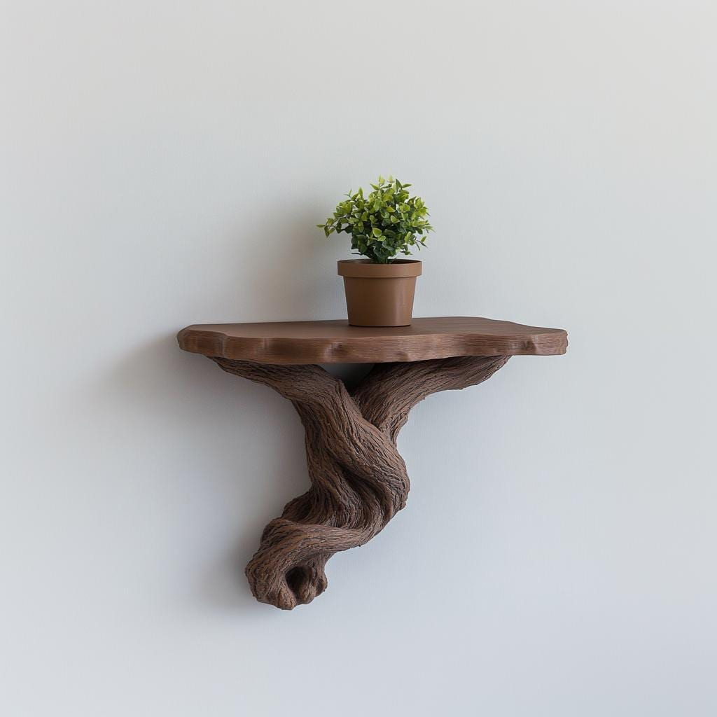 3D Printed Tree Root Wall Shelf – Sculptural Floating Shelf Decor