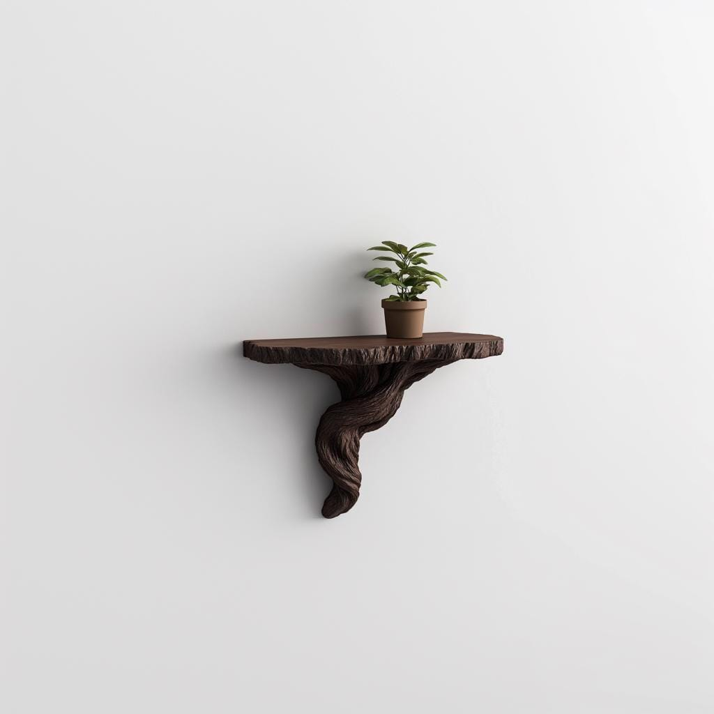 3D Printed Tree Root Wall Shelf – Organic Floating Shelf Decor
