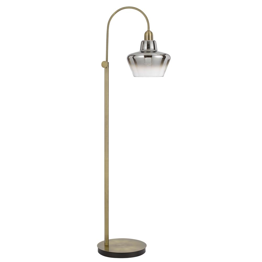 Duxbury 40W Metal Arc Floor Lamp with Electroplated Smoked Glass Shade