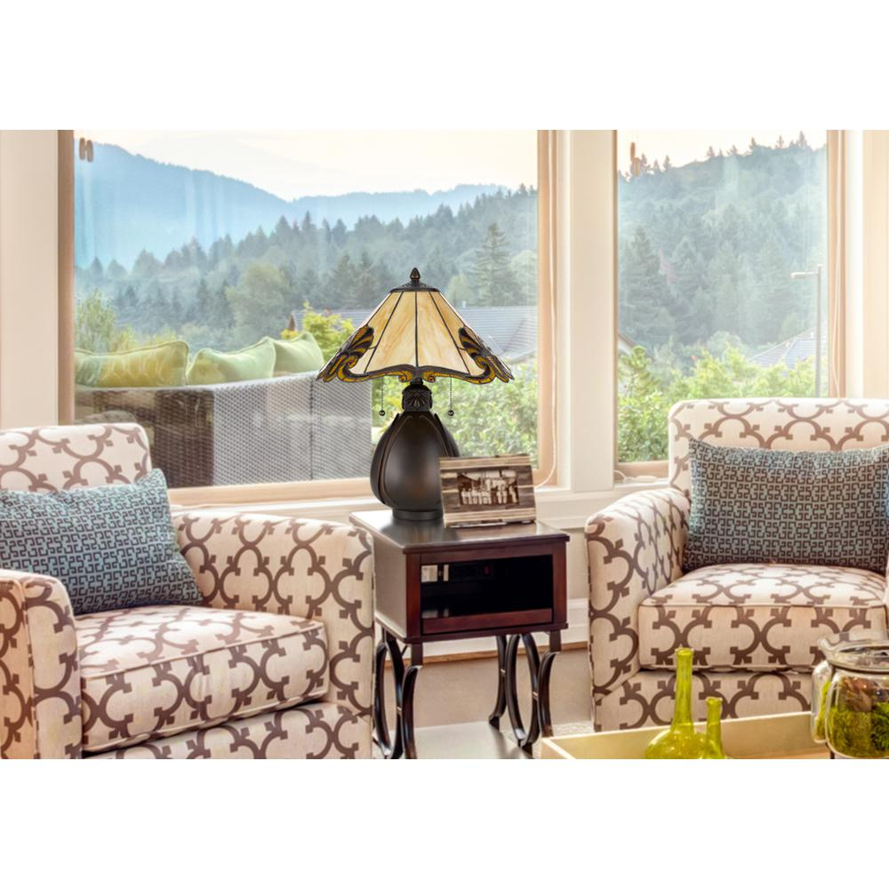 60W x 2 Ginger Jar Tiffany Table Lamp with Dual Pull Chains