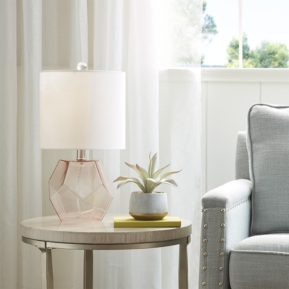 Bella 510 Geometric Glass Table Lamp – Pink & White