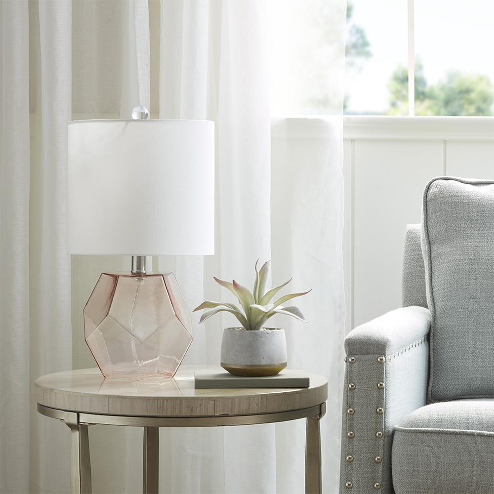 Bella 510 Geometric Glass Table Lamp – Pink & White