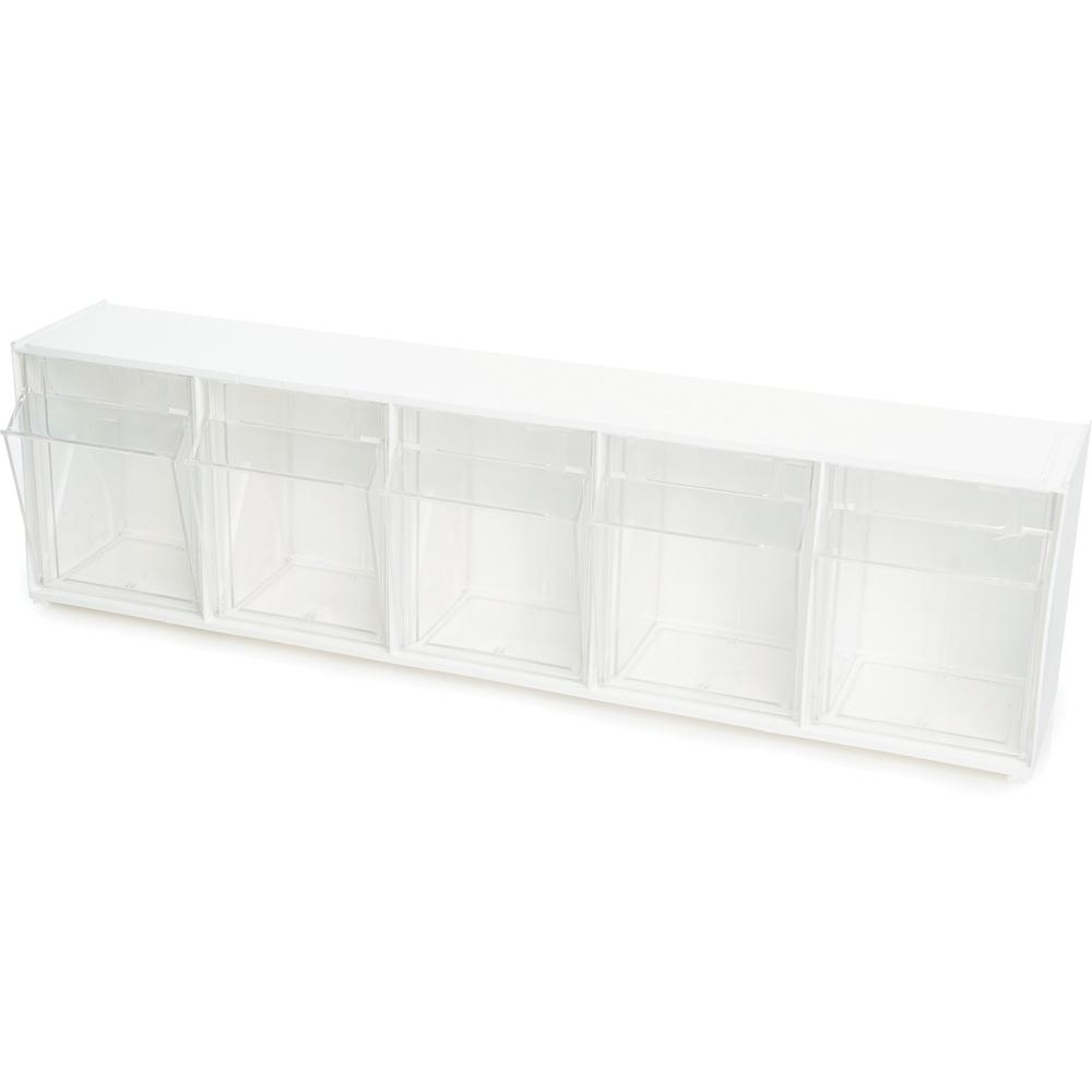 Deflecto Tilt Bin Interlocking Multi-Bin Storage Organizer - 5 Compartment(s) - 6.5" Height x 23.6" Width x 5.3" DepthDesktop - White - 1 Each