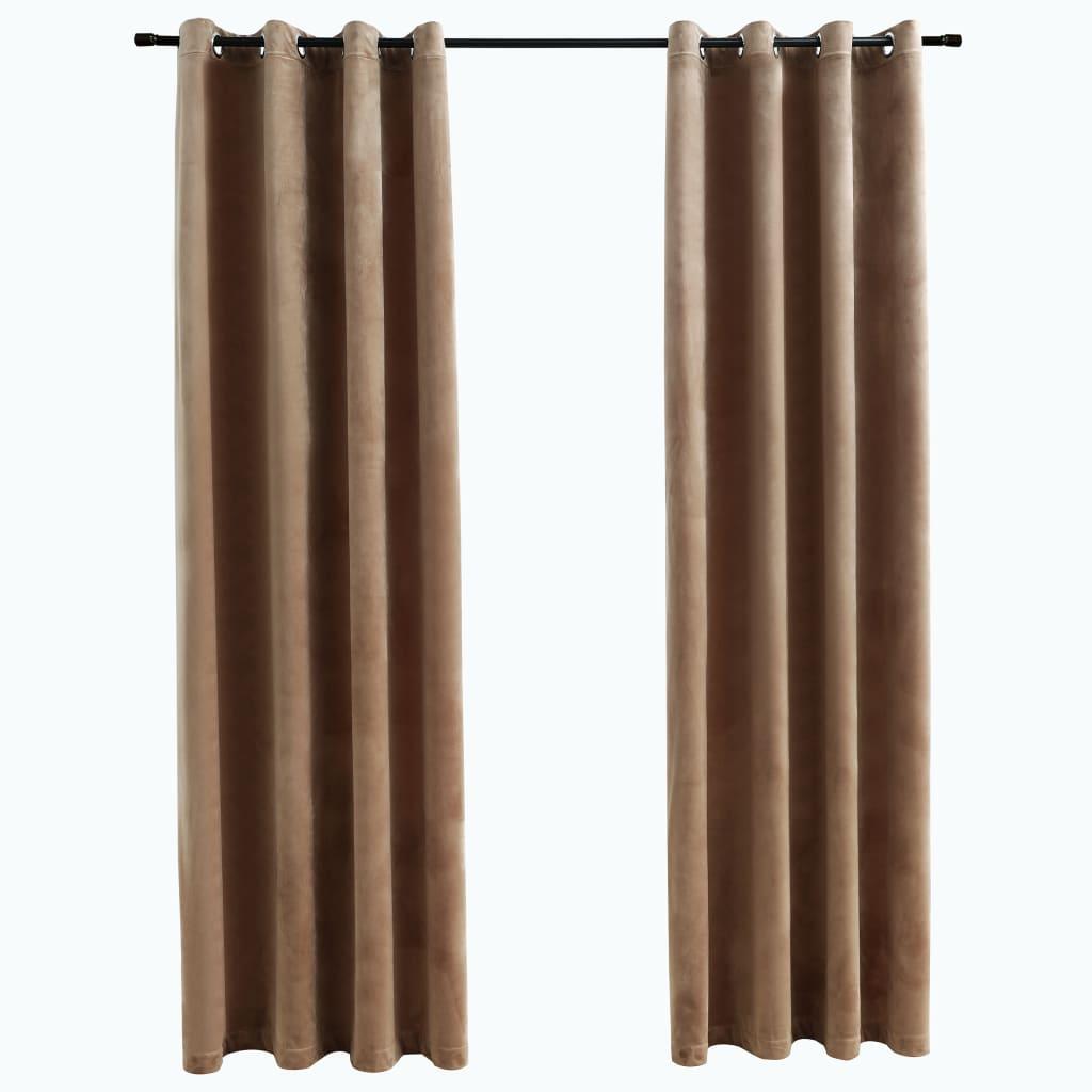 vidaXL Blackout Curtains with Rings 2 pcs Beige 54"x84" Velvet