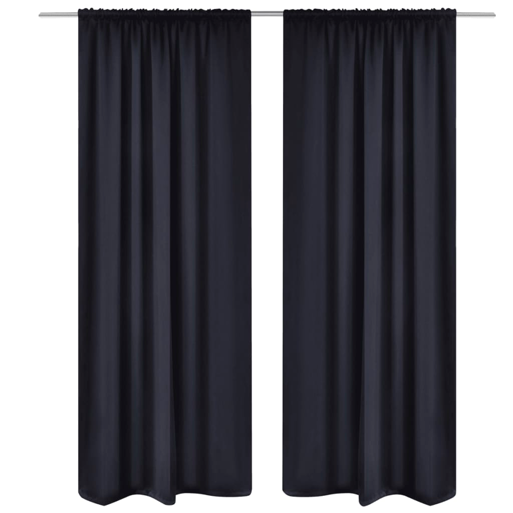 vidaXL 2 pcs Black Slot-Headed Blackout Curtains 53.1 x 96.5"