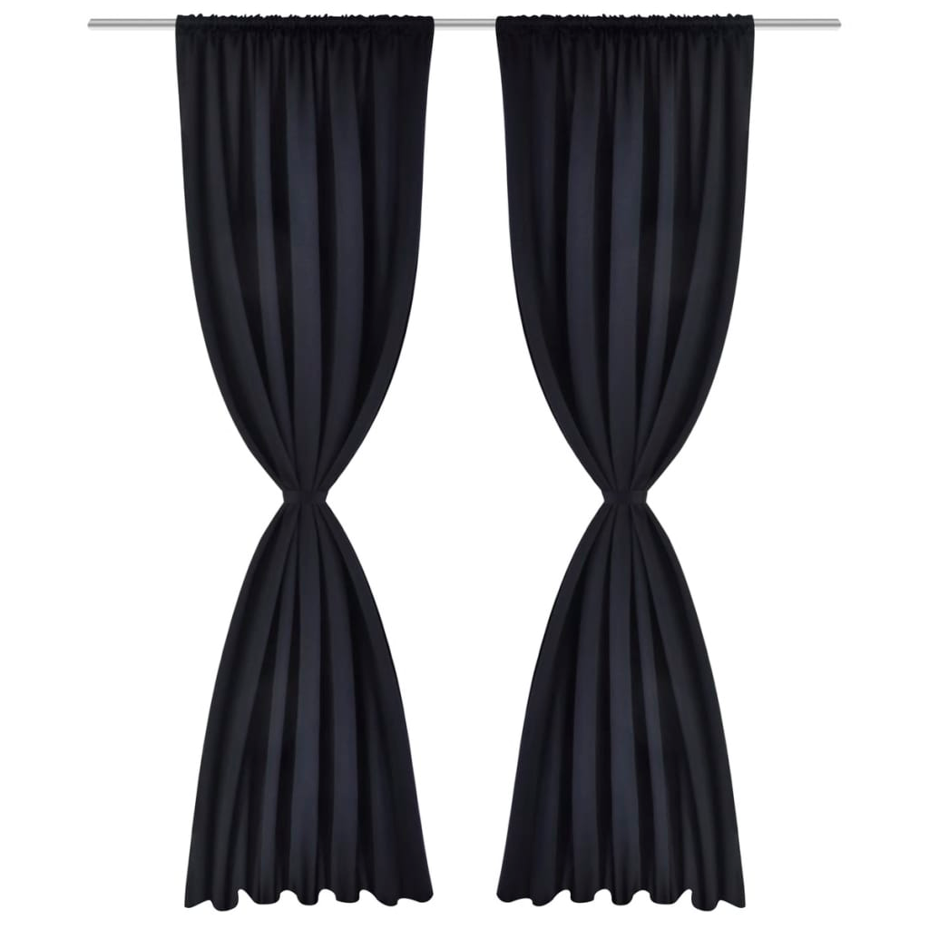 vidaXL 2 pcs Black Slot-Headed Blackout Curtains 53.1 x 96.5"