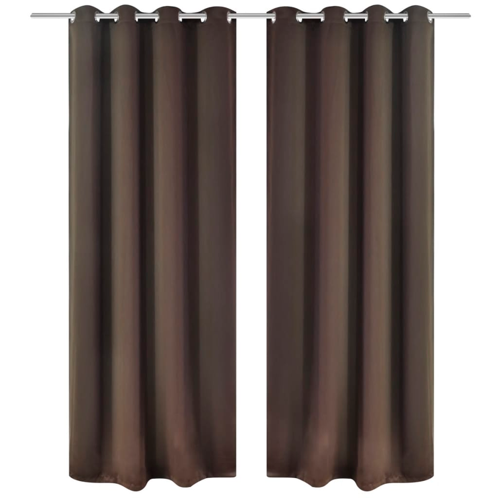 vidaXL 2 pcs Brown Blackout Curtains with Metal Rings 53.1 x 96.5"