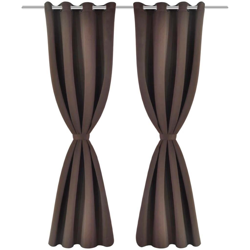 vidaXL 2 pcs Brown Blackout Curtains with Metal Rings 53.1 x 96.5"
