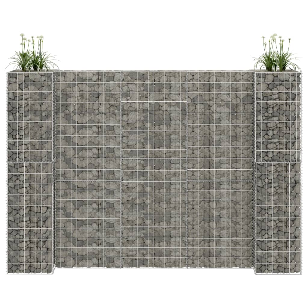 vidaXL Gabion Planter Silver Steel Wire Large Durable Gabion Planter
