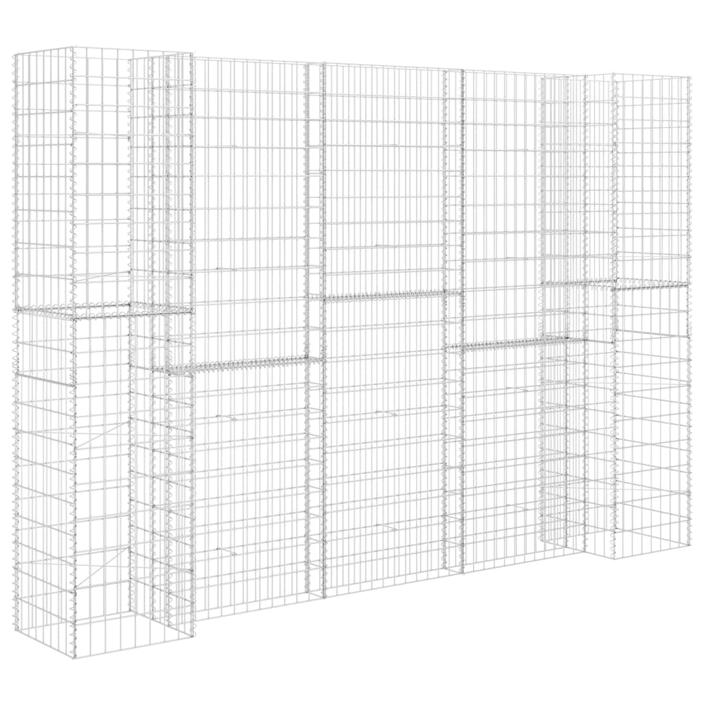 vidaXL Gabion Planter Silver Steel Wire Large Durable Gabion Planter
