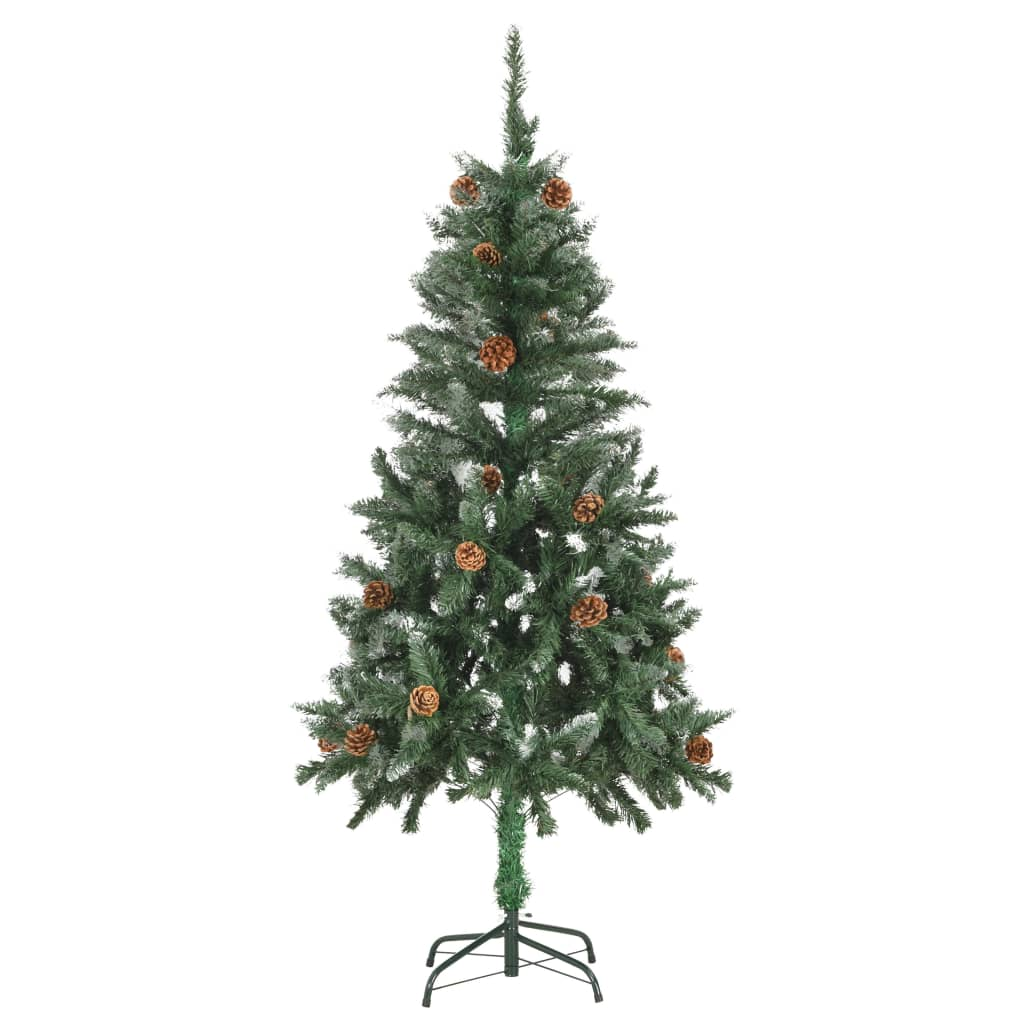 vidaXL Christmas Tree Green and white PVC and iron 59.1 in
