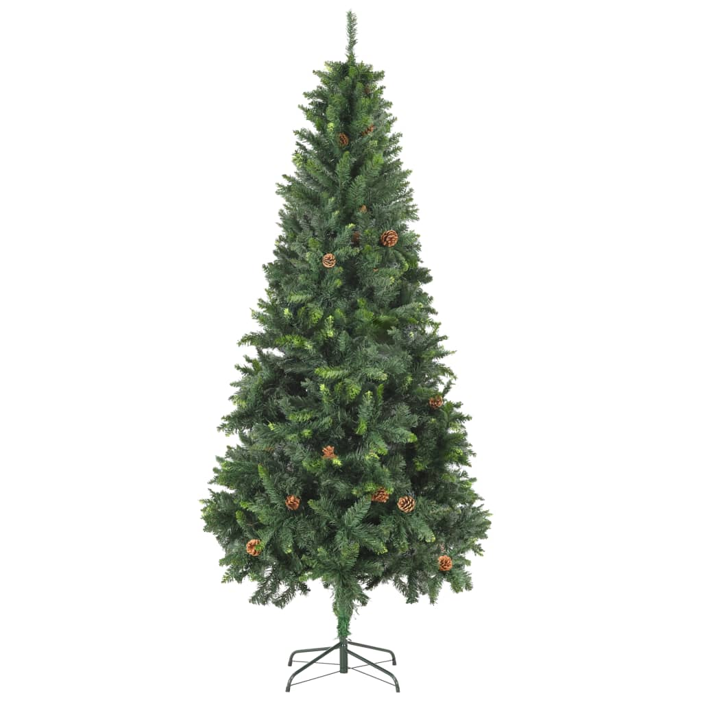 vidaXL Christmas Tree Green with brown pine cones PVC and Iron 7 ft tall