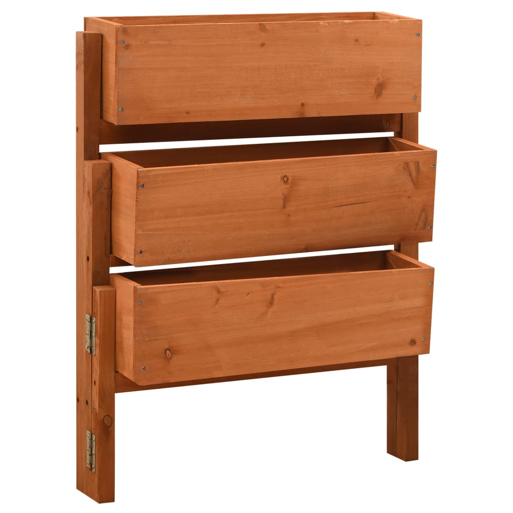 vidaXL Planter Orange Solid Firwood Medium Foldable Planter
