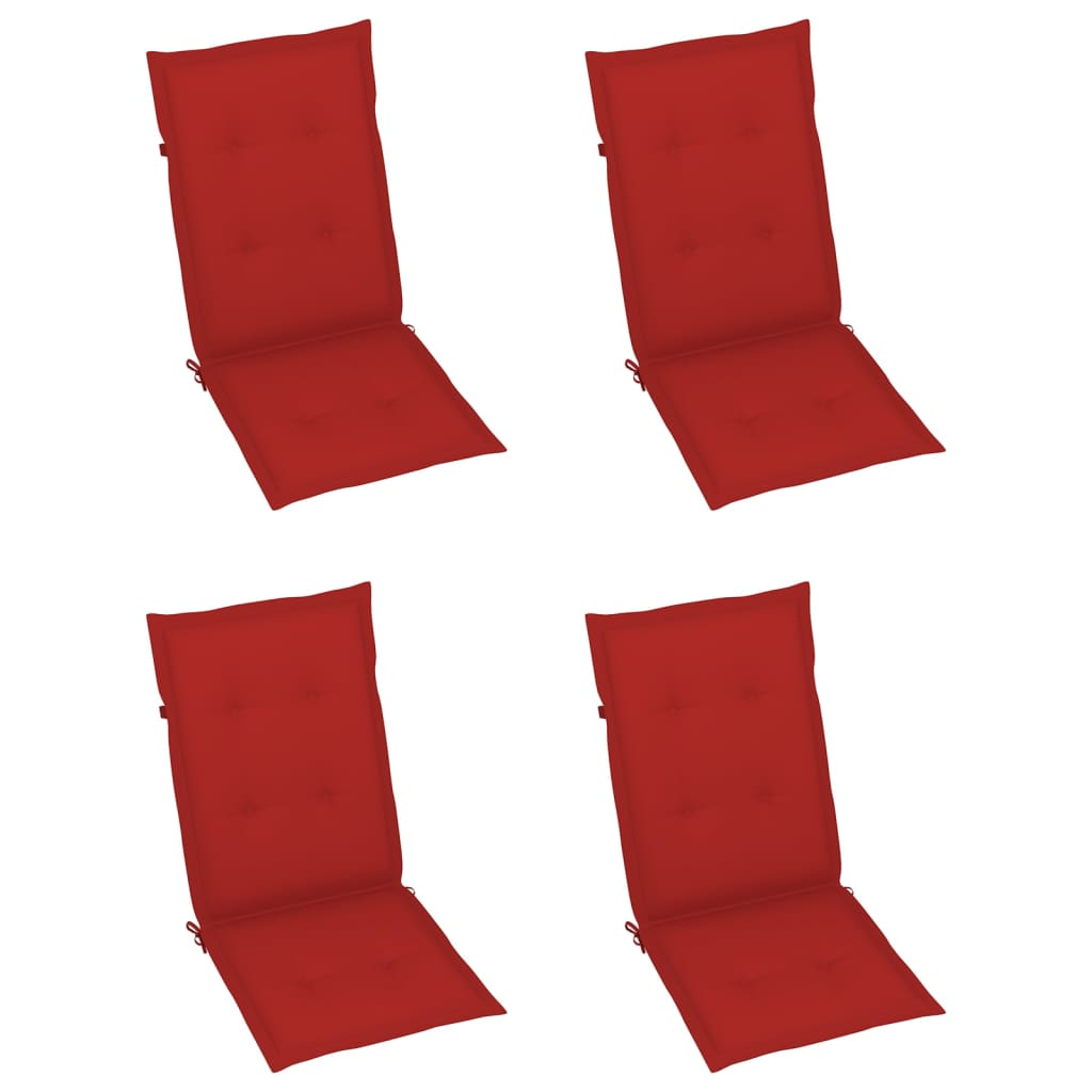 vidaXL Highback Chair Cushion Set of 4 Red 100% Polyester