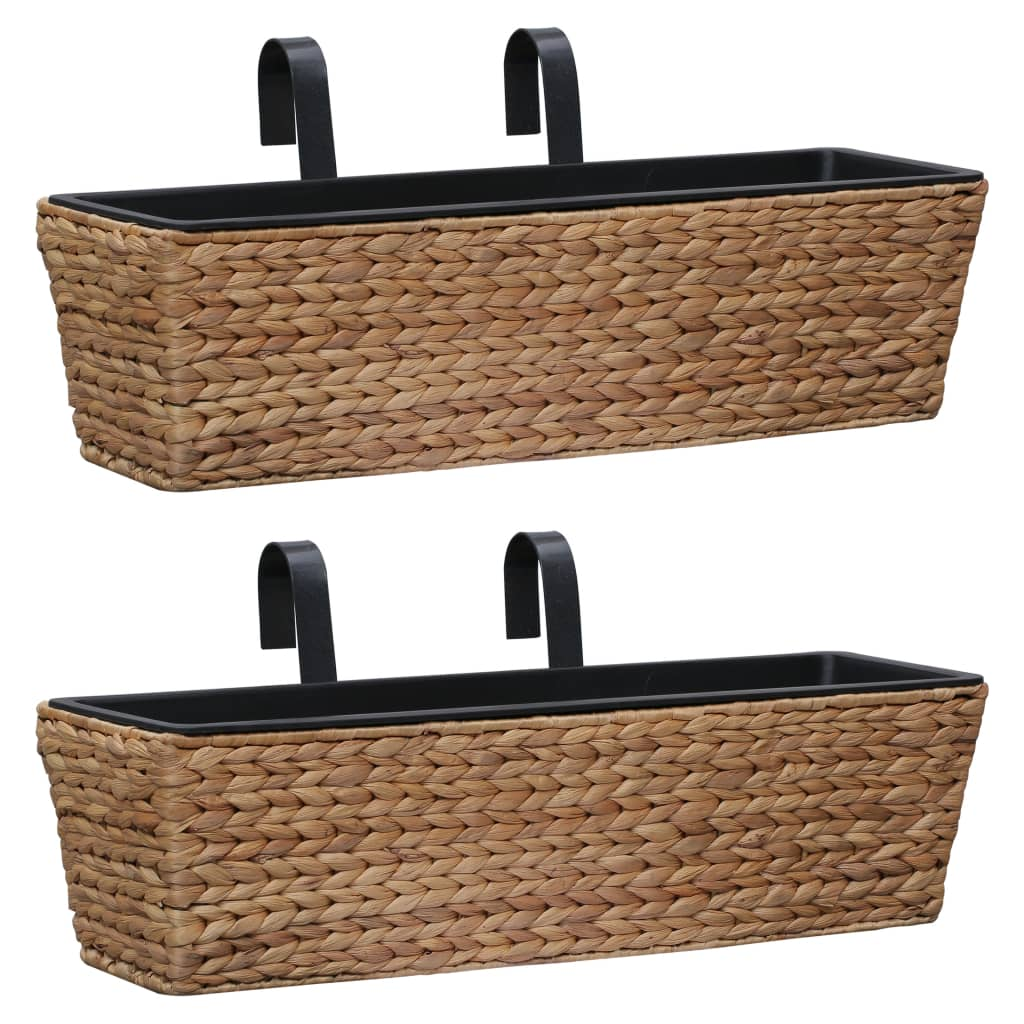 vidaXL Planter Set of 2 Brown, Black Water hyacinth, Steel, Plastic