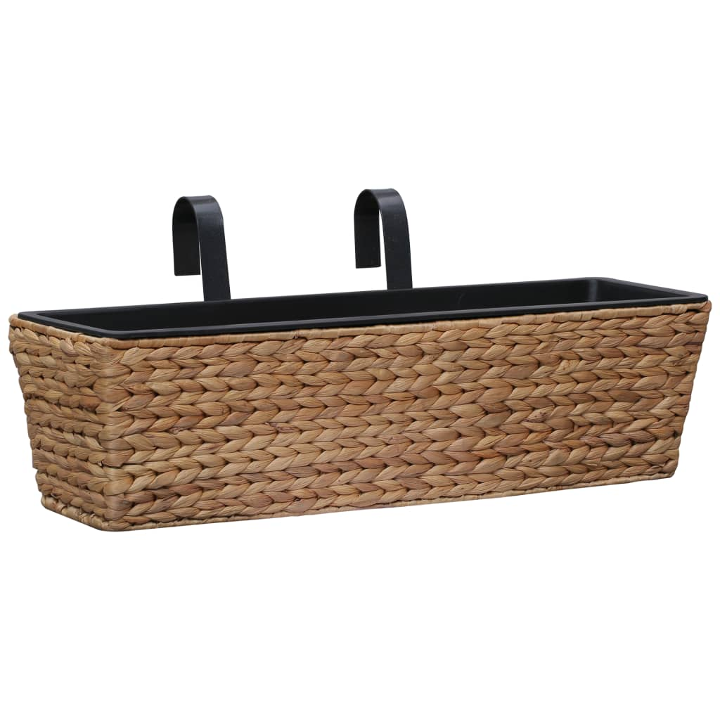 vidaXL Planter Set of 2 Brown, Black Water hyacinth, Steel, Plastic