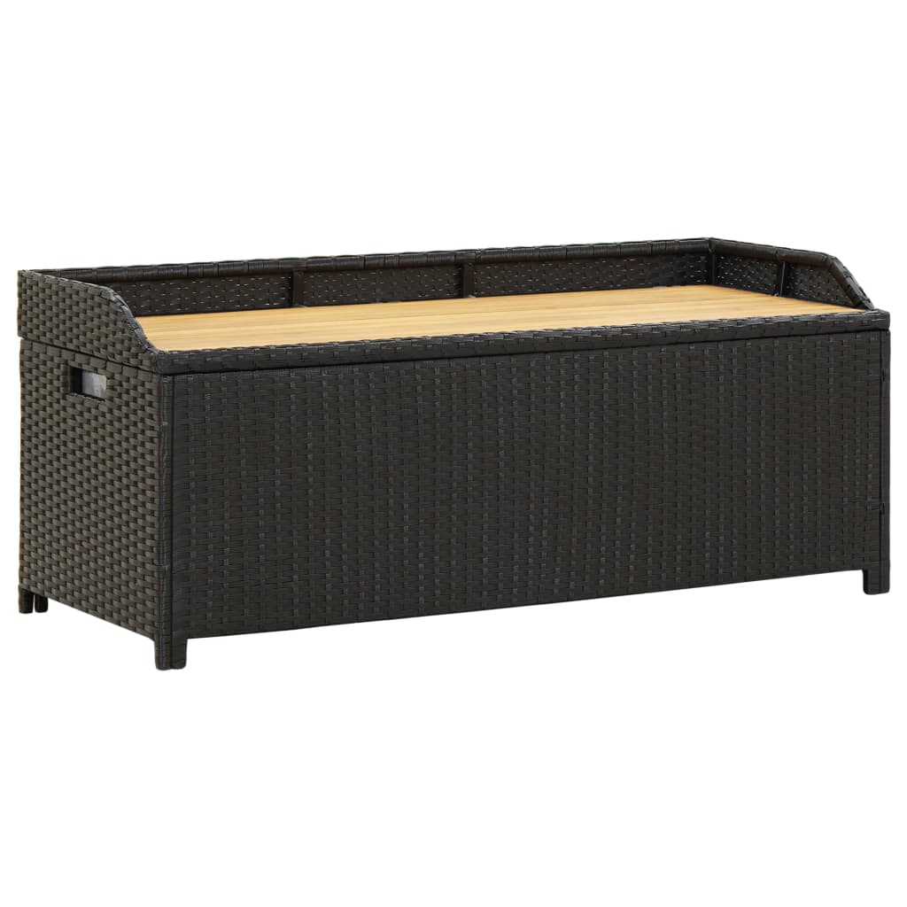 vidaXL Storage Bench Black Poly rattan 47.2 in Storage Bench