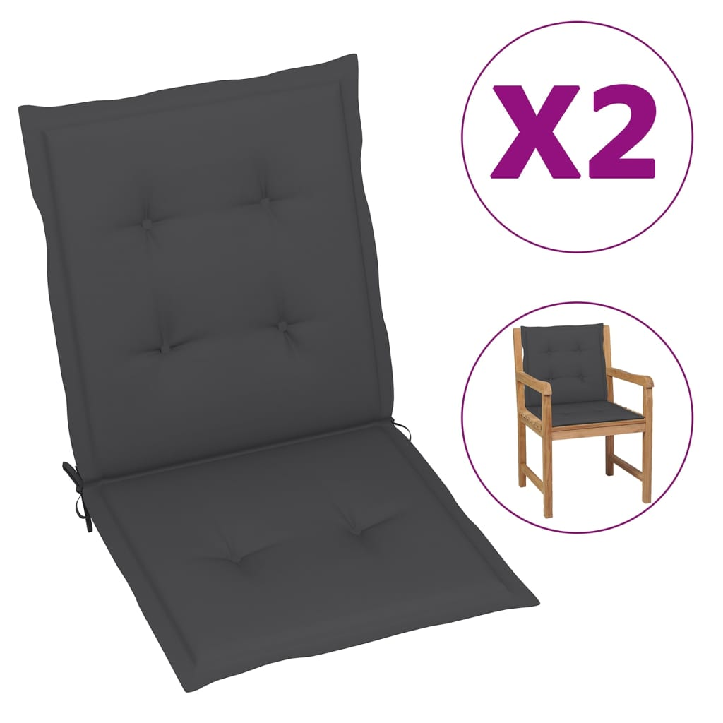 vidaXL Lowback Chair Cushion Set of 2 Anthracite