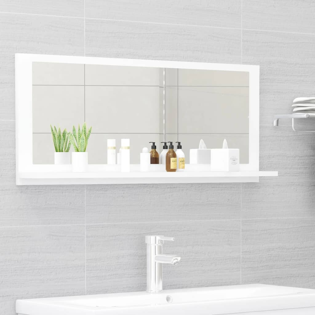 vidaXL Mirror White Engineered wood, Acrylic Medium Wall mounting