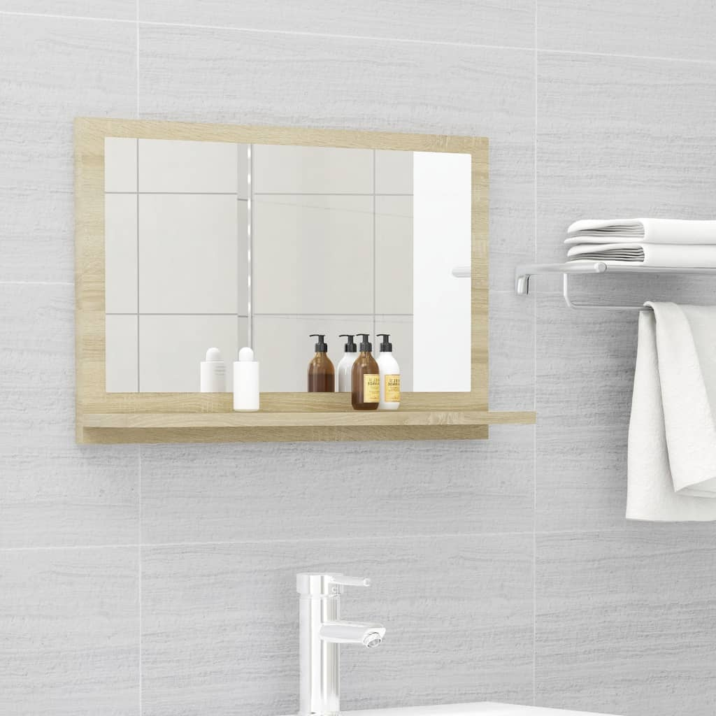 vidaXL Mirror Sonoma oak Engineered wood, acrylic 23.6 x 4.1 x 14.6 in