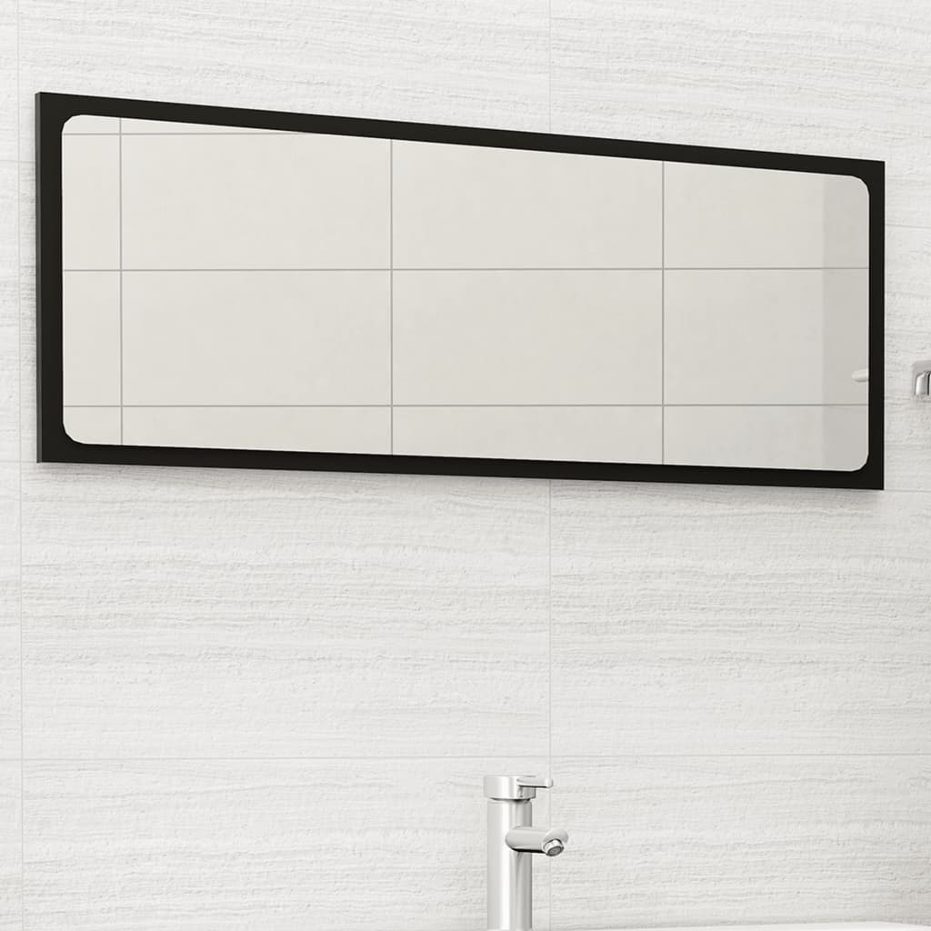 vidaXL Mirror Black Engineered wood 39.4 in x 0.6 in x 14.6 in Mirror