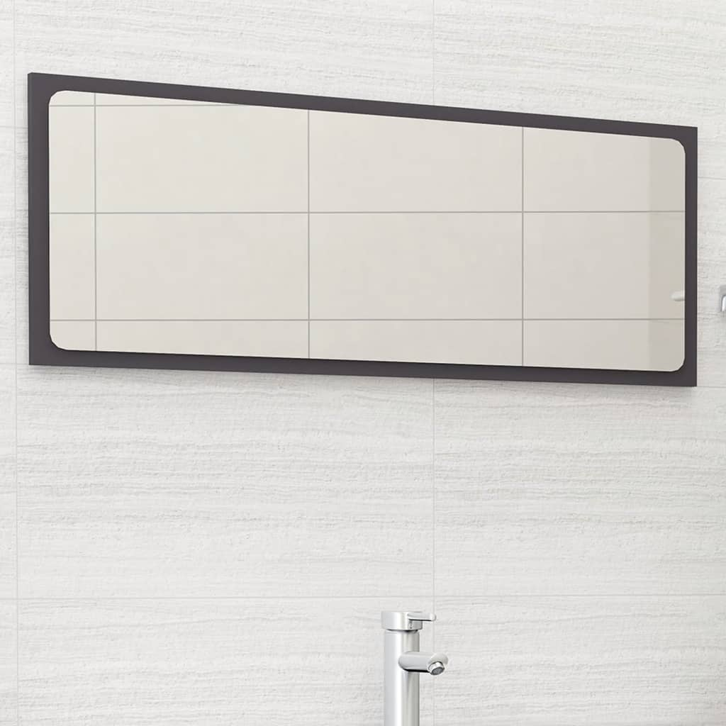 vidaXL Mirror Grey Engineered wood, Acrylic Modern Mirror Rectangular