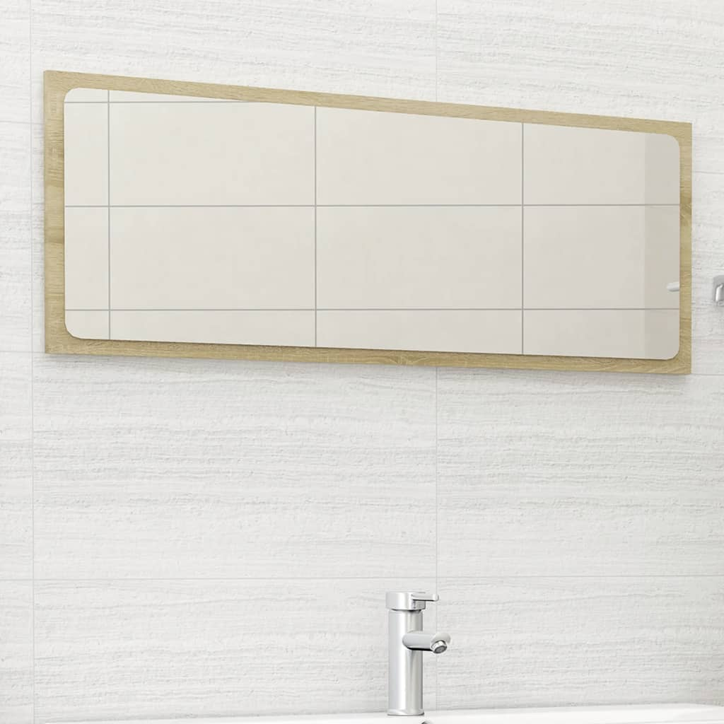 vidaXL Mirror Sonoma oak Engineered wood, acrylic 39.4 x 0.6 x 14.6 in