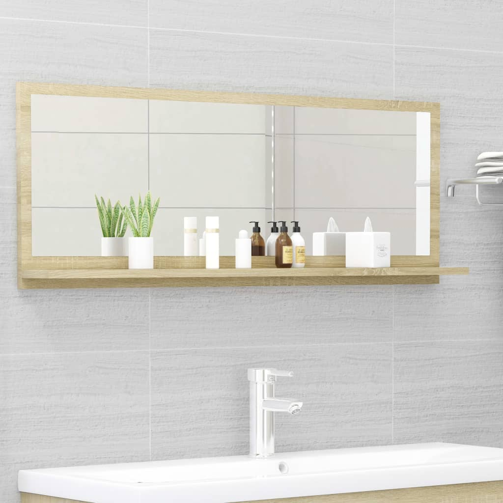 vidaXL Mirror Sonoma Oak Engineered Wood Large Bathroom Mirror
