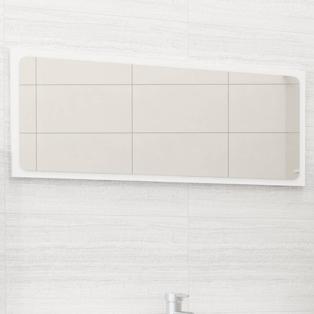 vidaXL Mirror White Engineered wood, acrylic Bathroom Mirror Rectangular