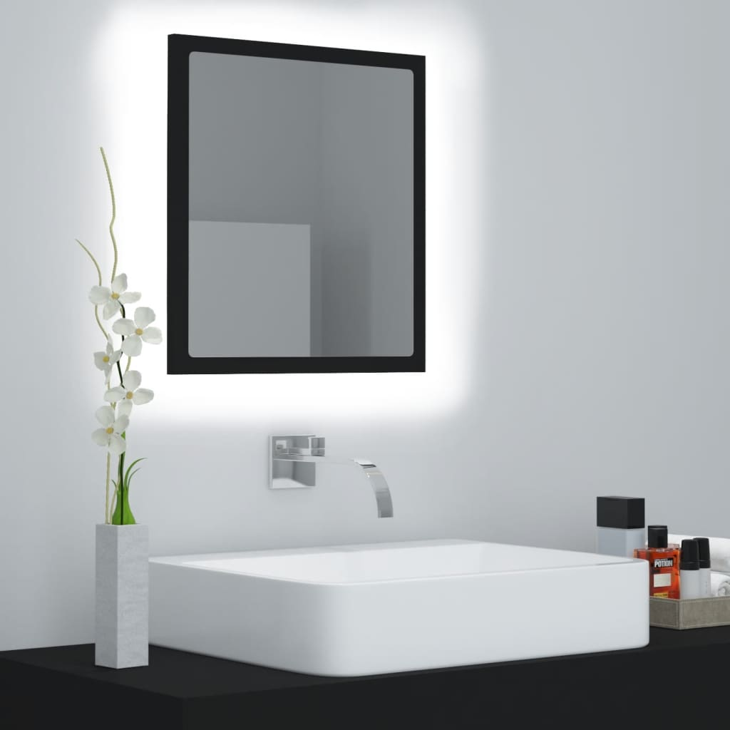 vidaXL Mirror Black Engineered wood, acrylic Medium Acrylic Mirror