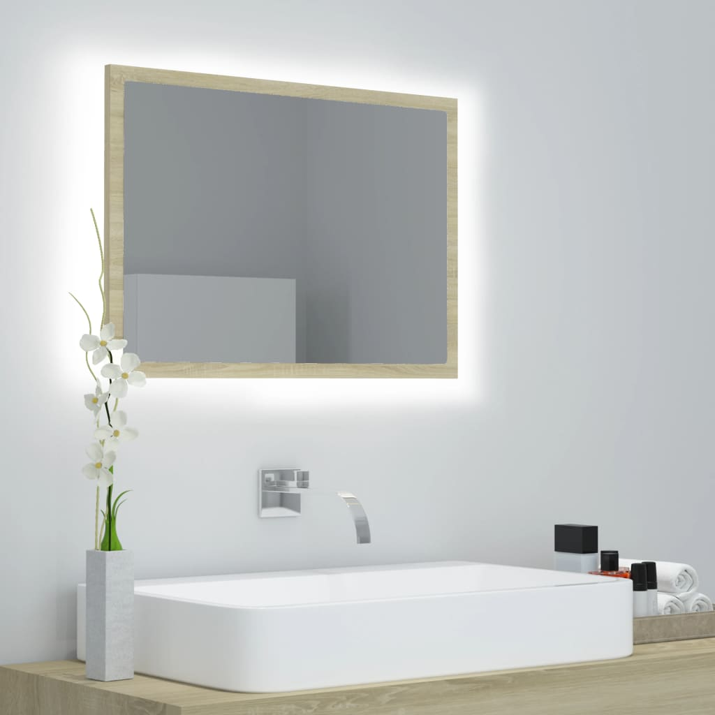 vidaXL Mirror Sonoma Oak Engineered wood, acrylic 23.6 x 14.6 in