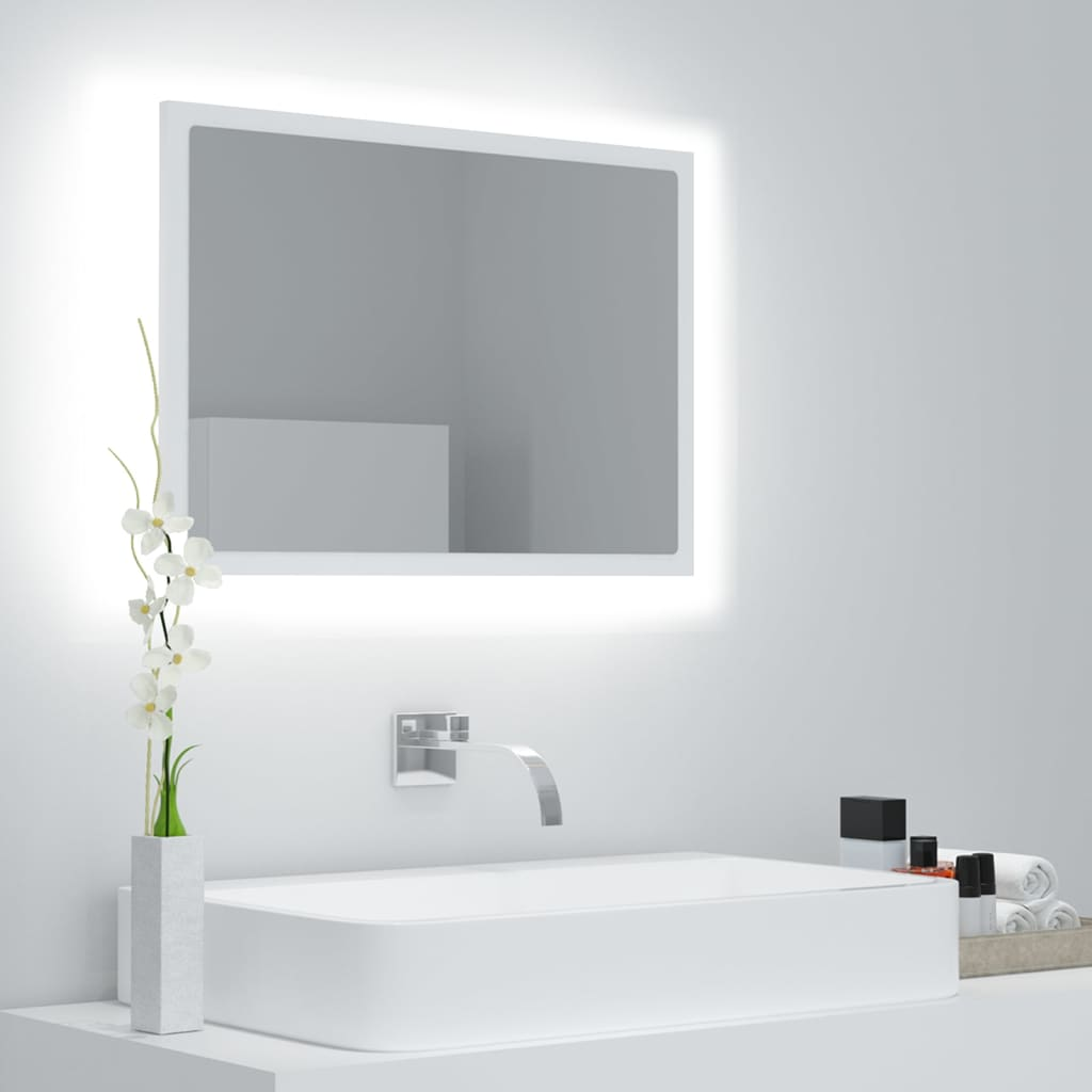 vidaXL Mirror White Acrylic, Engineered wood Medium Mirror Rectangular