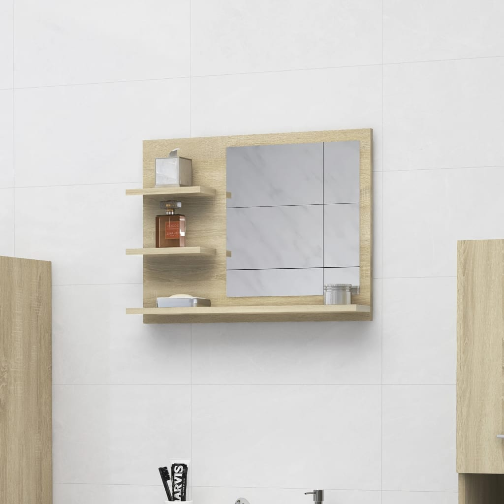 vidaXL Mirror Sonoma oak Engineered wood, acrylic Medium Mirror