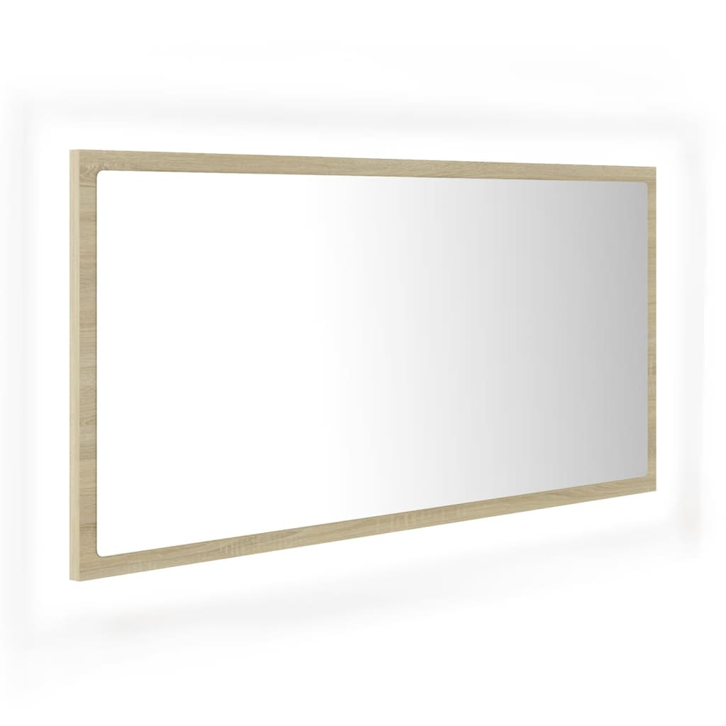 vidaXL Mirror Sonoma oak Engineered wood, acrylic 35.4x3.3x14.6 in
