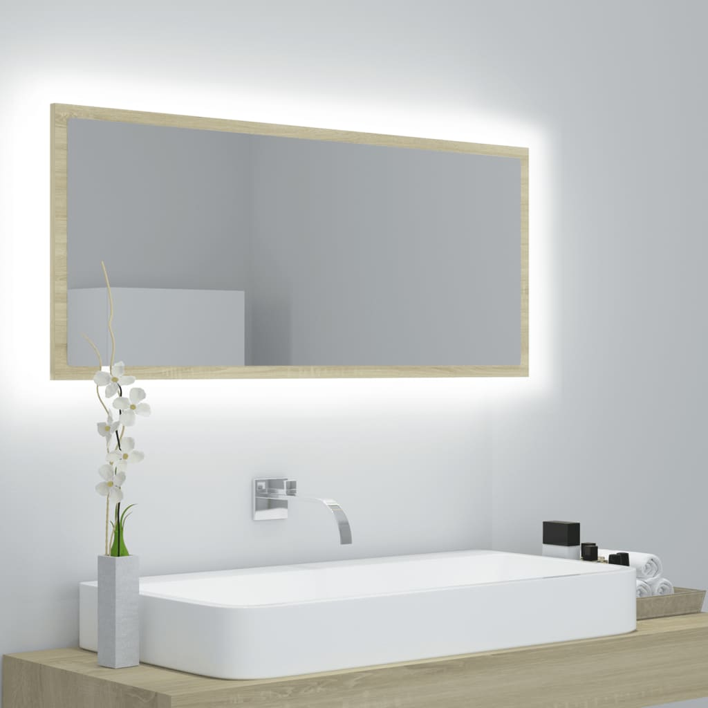 vidaXL Mirror Sonoma oak Acrylic, Engineered wood 39.4 in x 14.6 in