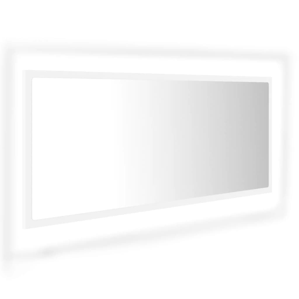vidaXL Mirror White Engineered wood, Acrylic 39.4 in x 3.3 in x 14.6 in
