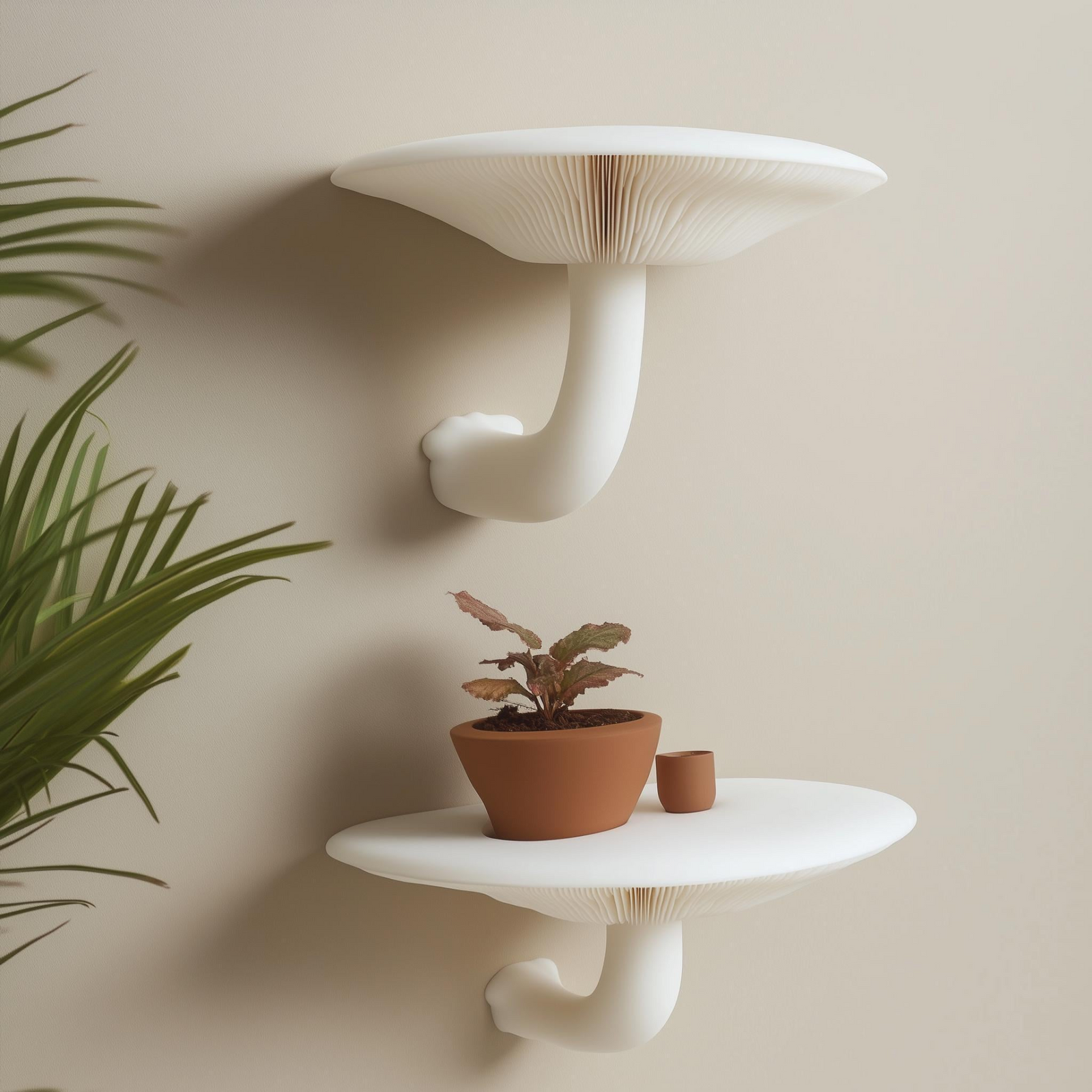 Mushroom Wall Shelf Set of 2 | Honey Mushroom Inspired 3D Printed Shelves | Sculptural Floating Shelf | Minimal Nature Wall Decor