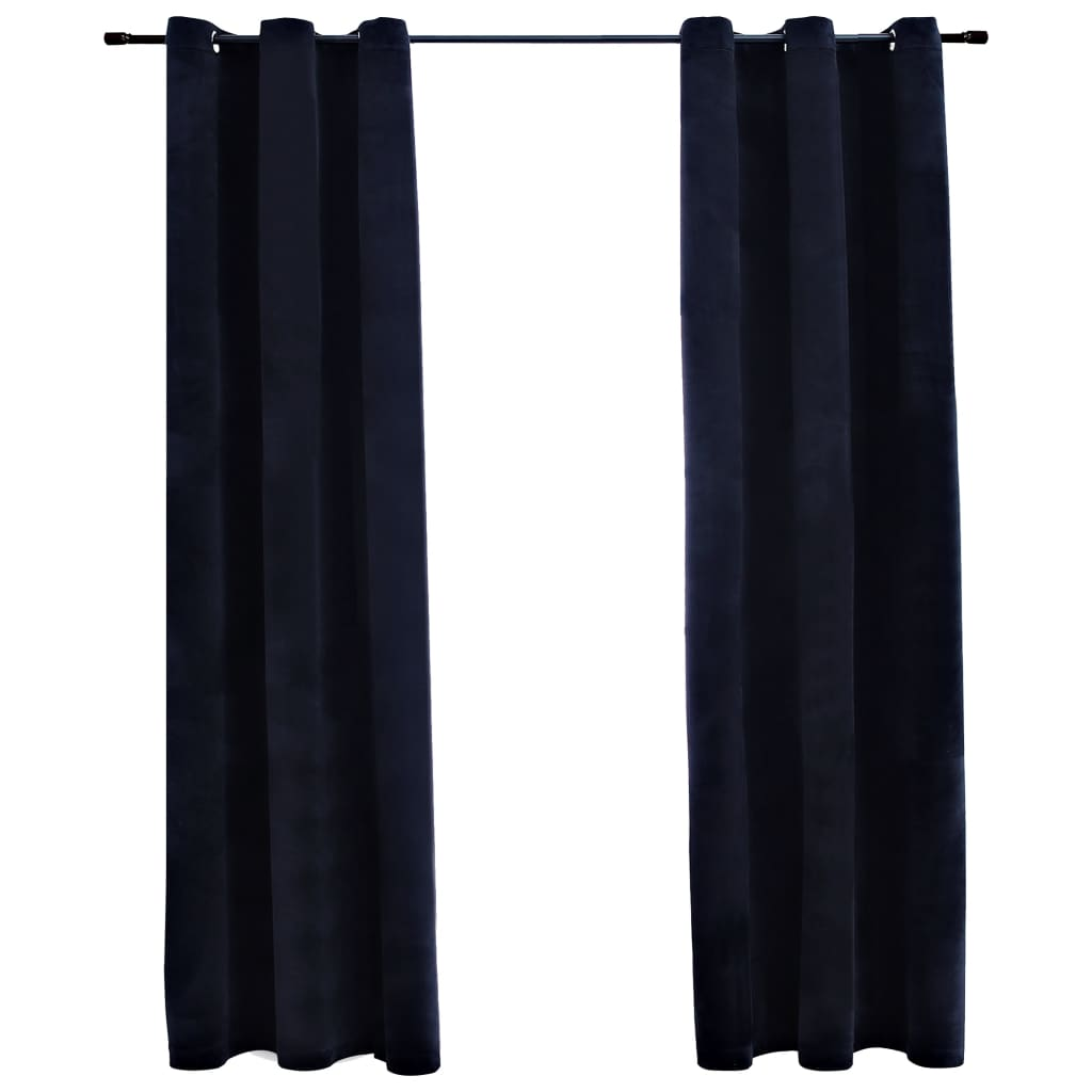 vidaXL Blackout Curtains with Rings 2 pcs Black 37"x84" Velvet