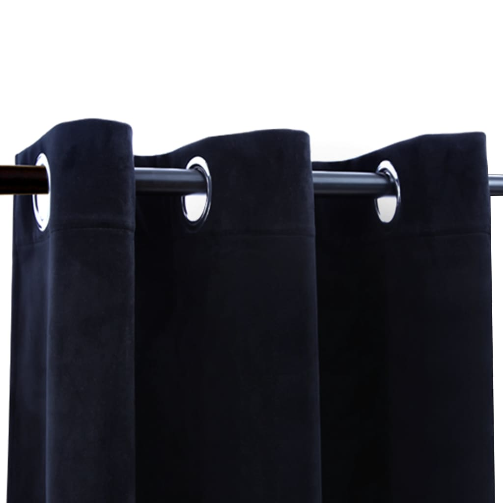 vidaXL Blackout Curtains with Rings 2 pcs Black 37"x84" Velvet