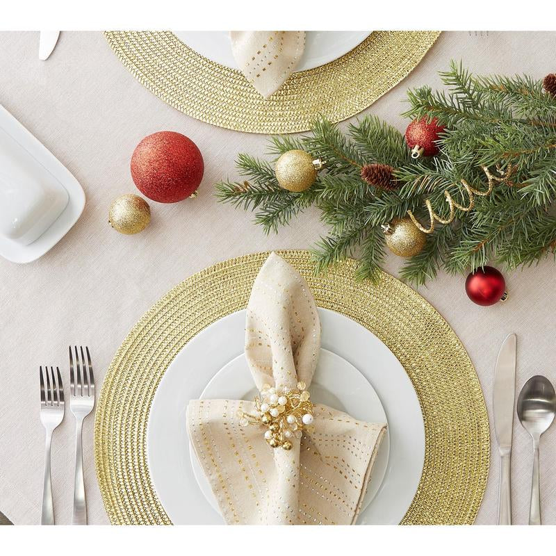 Design Imports Set of 6 Metallic Round Woven Placemat
