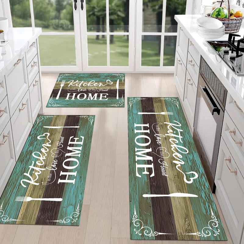 Boho 3-Piece Rug Set – Thick Non-Slip Flannel Mats for Kitchen, Hallway & Laundry